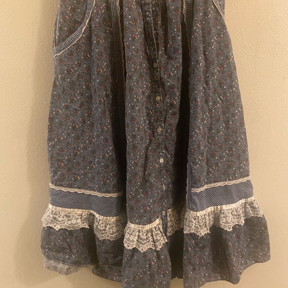 Floral Button-Down Dress with Lace Trim